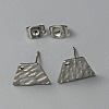 304 Stainless Steel Textured Geometry Stud Earring Findings with Hole STAS-WH0027-54N-1