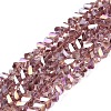 Electroplate Transparent Glass Beads Strands EGLA-Q139-01A-A14-1