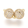 Brass Micro Pave Cubic Zirconia Magnetic Clasps with Loops ZIRC-E120-05G-10mm-NR-2