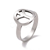 Non-Tarnish 201 Stainless Steel Peace Sign Finger Ring RJEW-J051-43P-1