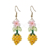 Flower 304 Stainless Steel Glass Seed Beads Dangle Earrings EJEW-MZ00470-03-2