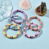 5Pcs 5 Color Polymer Clay Heishi Surfer Stretch Bracelets Set BJEW-JB09862-2