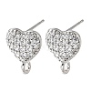 Brass Micro Pave Cubic Zirconia Stud Earring Findings KK-Z102-12P-1