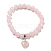 8.5mm Round Natural Rose Quartz Beaded Stretch Bracelets BJEW-C074-01L-2
