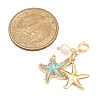 5Pcs 5 Colors Double Starfish Alloy Enamel European Dangle Charms PALLOY-JF04458-2