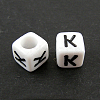 Letter Acrylic European Large Hole Beads OPDL-R050-10mm-K-1