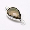 Silver Color Plated Brass Glass Teardrop Links connectors GLAA-J010A-S-4