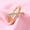 Adjustable Brass Micro Pave Clear Cubic Zirconia Cuff Rings RJEW-F101-17G-5
