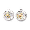 304 Stainless Steel Flat Round with Sun & Moon Pendants STAS-T073-74GP-1