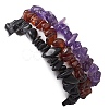 3Pcs 3 Styles Natural Amethyst & Garnet & Obsidian Chips Stretch Bracelets Sets BJEW-JB11076-10-5