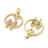 Bird with Heart Brass Micro Pave Cubic Zirconia Pendants KK-M325-17C-G-2