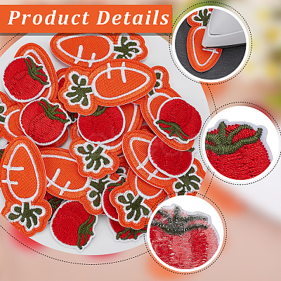 Gorgecraft 28Pcs 2 Style Tomato & Carrot Non Woven Fabric Embroidery Iron on Applique Patch PATC-GF0001-12-1