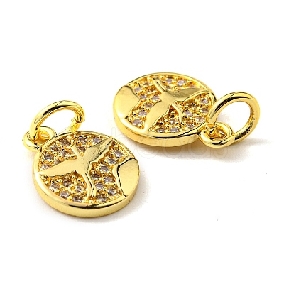 Rack Plating Brass Micro Pave Cubic Zirconia Charms KK-D036-04G-1
