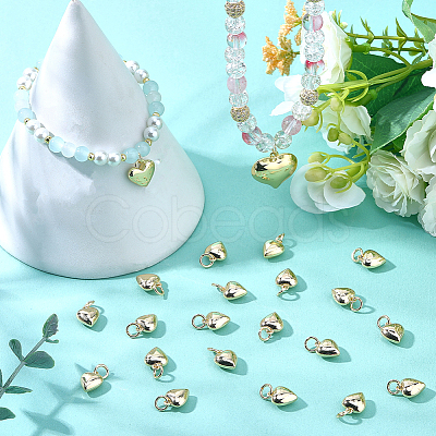 20Pcs Rack Plating Brass Heart Charms KK-BBC0024-87B-1