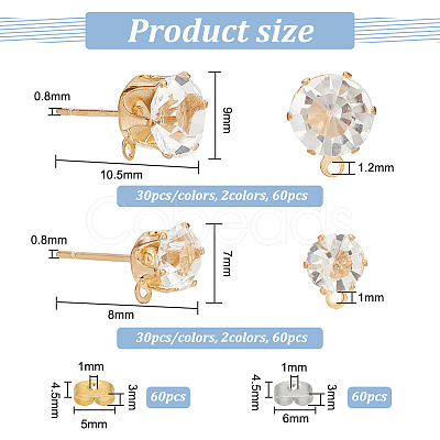 120Pcs 4 Style Iron Stud Earring Findings DIY-OC0010-07-1