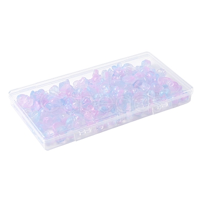 120Pcs 8 Styles Transparent Spray Paint Glass Beads GLAA-FS0002-26-1