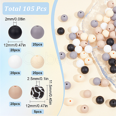 6 Style Food Grade Eco-Friendly Silicone Beads SIL-SC0001-63-1