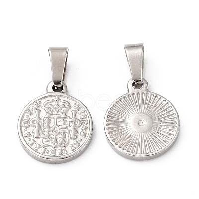 Tarnish Resistant 304 Stainless Steel Coin Pendants STAS-F183-01P-B-1