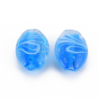 Striped Handmade Lampwork Beads X-LAMP-T010-01-1