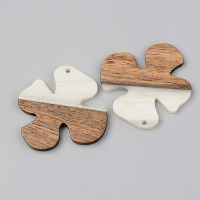 Opaque Resin & Walnut Wood Pendants RESI-S389-052A-C04-1