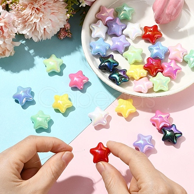 10Pcs UV Plating Plastic Beads SACR-YW0001-86A-1