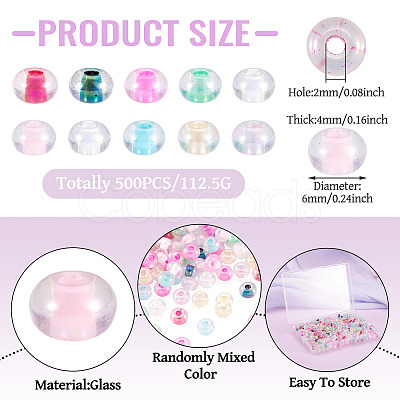 500Pcs Inside Colours Transparent Glass Seed Beads SEED-TA0001-75-1
