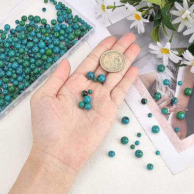 Olycraft 6 Strands 3 Style Synthetic Chrysocolla Beads Strands G-OC0002-78-1