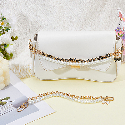 2Pcs ABS Plastic Imitation Pearl Bag Handles HJEW-HS00093-1
