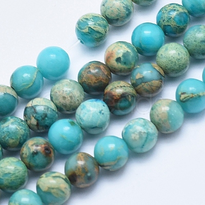 Natural Aqua Terra Jasper Beads Strands G-E444-14A-6mm-1