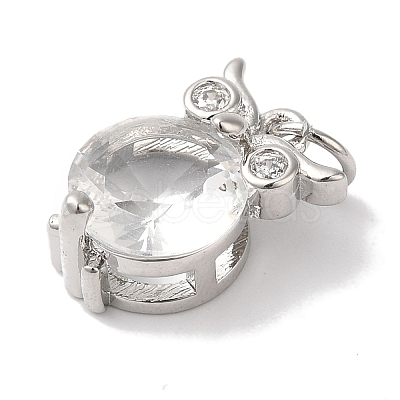 Rack Plating Brass Micro Pave Clear Cubic Zirconia Charms KK-B092-27P-1