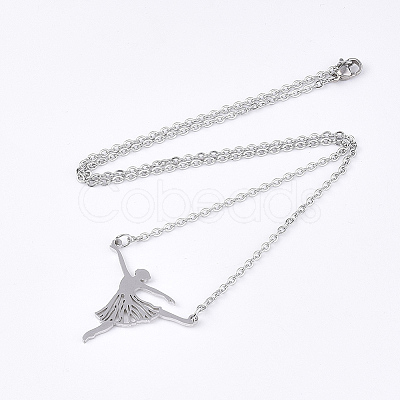 Non-Tarnish 201 Stainless Steel Pendant Necklaces LS-NJEW-T009-JN110-1-40-1