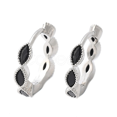 Brass Micro Pave Cubic Zirconia Huggie Hoop Earrings LS-EJEW-K083-34P-A-1