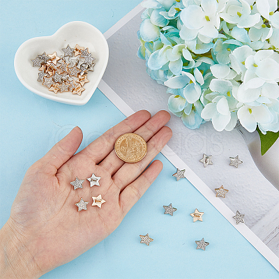 40pcs 2 Colors 1-Hole Alloy Rhinestone Shank Buttons BUTT-FH0001-005-1