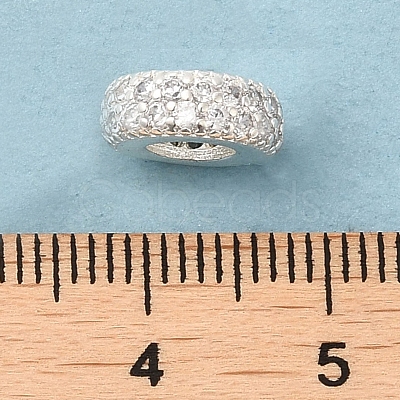 Rack Plating Brass Cubic Zirconia European Beads KK-K372-12S-1