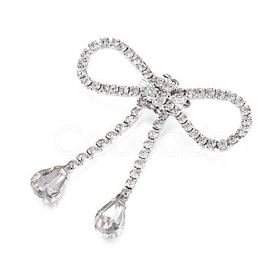 Crystal Rhinestone Bowknot Lapel Pin JEWB-T002-01S-1