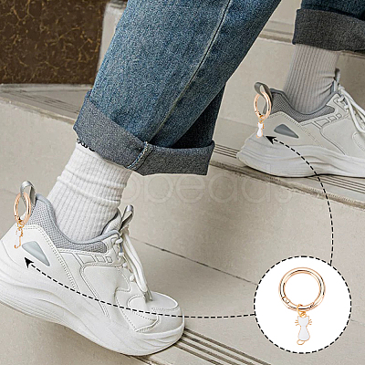 12Pcs 2 Styles Alloy Black and White Enamel Cat Shaped Shoes Charms HJEW-GA00040-1