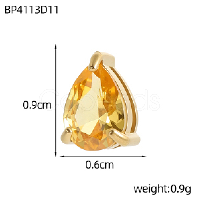 Brass Cubic Zirconia Slide Charms STAS-OY016-04G-1