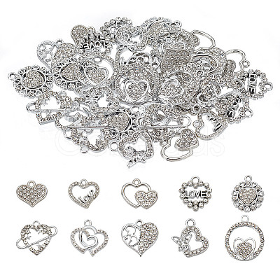 ARRICRAFT 40Pcs 10 Styles Alloy Rhinestone Pendants ALRI-AR0001-09-1