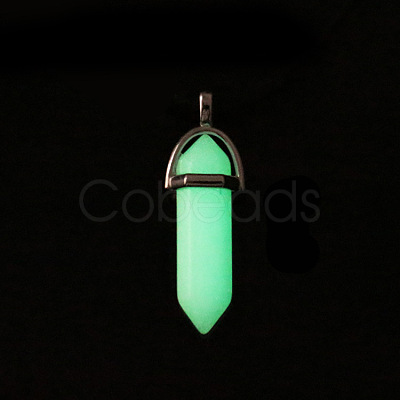 Bullet Pointed Synthetic Luminous Stone Pendants LUMI-PW0001-055-C-1