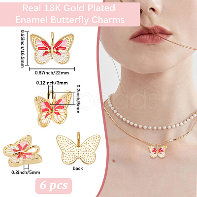 6Pcs Brass Enamel Pendants KK-BBC0021-65B-1