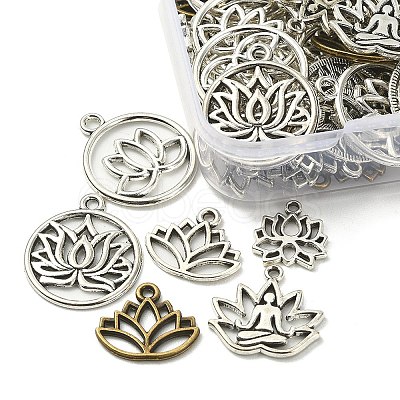 60Pcs 6 Style Tibetan Style Alloy Pendants TIBE-YW0001-31-1