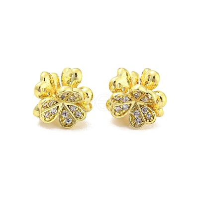 Brass Pave Clear Cubic Zirconia Beads KK-P243-07G-1