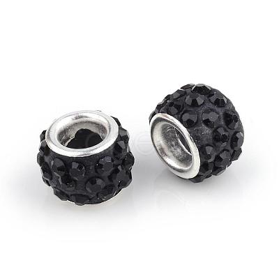 Polymer Clay Rhinestone European Beads CPDL-T001-02-1