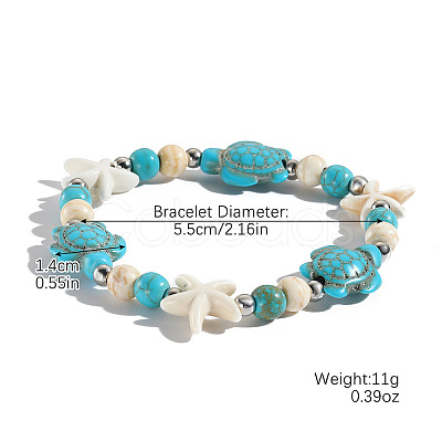Dyed Synthetic Turquoise Beads Stretch Bracelets for Women DN6877-1-1