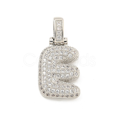 Brass Micro Pave Clear Cubic Zirconia Pendants KK-B099-01P-E-1