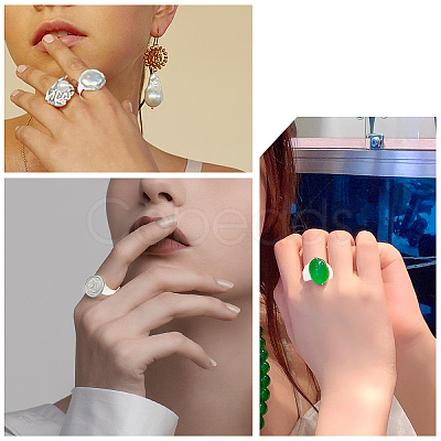 16Pcs 4 Size Adjustable Brass Finger Rings Components KK-CA0002-22S-1