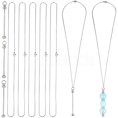 6Pcs 304 Stainless Steel Cable Chain Necklaces MAK-SC0001-46-1