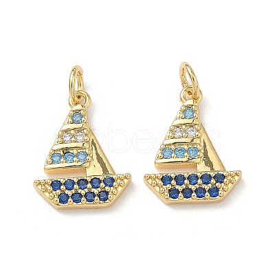 Brass Micro Pave Cubic Zirconia Pendants KK-C252-09G-1