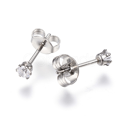 Gifts for Boyfriend Valentines Day Cubic Zirconia Ear Studs EJEW-H072-01-1