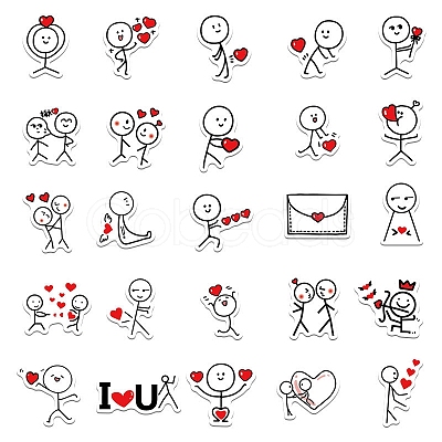 Valentine's Day Theme Cartoon PVC Self-Adhesive Stickers VALE-PW0003-02-1